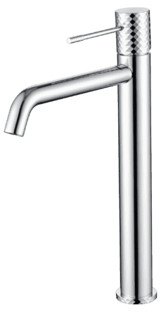 Moderne erhöhte Waschtischarmatur in Chrom, ideal für Badmöbel mit Aufsatzwaschbecken. Mit 5 Jahren Garantie und in 5 Farben erhältlich.