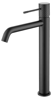 Moderne erhöhte Waschtischarmatur in Schwarz, ideal für Badmöbel mit Aufsatzwaschbecken. Mit 5 Jahren Garantie und in 5 Farben erhältlich.