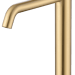 Moderne erhöhte Waschtischarmatur in Gebürstetes Gold, ideal für Badmöbel mit Aufsatzwaschbecken. Mit langlebiger PVD-Beschichtung. Mit 5 Jahren Garantie und in 5 Farben erhältlich.