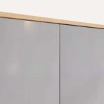Spiegelschrank mit Regal, ausgestattet mit 2 Glasböden aus massiver Natureiche 120 cm.