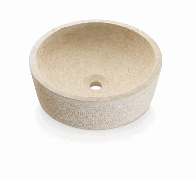 Van Heck Beige Aufsatzbecken Rund 40.5 aus Naturstein