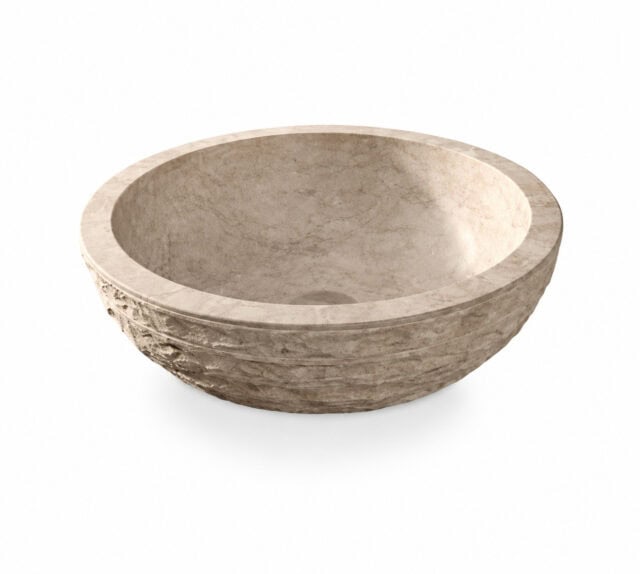 Aufsatzbecken Van Heck Beige Rund 45 aus Naturstein
