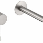 Moderne Waschtischarmatur Wandmontage in Gebürstetes Nickel, für die Montage über Waschtisch oder Aufsatzwaschbecken. Mit 5 Jahren Garantie und in 6 Farben erhältlich.
