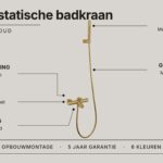 Luxuriöse thermostatische Bad-/Duscharmatur in gebürstetem Gold mit langlebiger PVD-Beschichtung. Geliefert als Komplettset mit Handbrause, Brauseschlauch und Wandhalter. Erhältlich in 5 Farben.